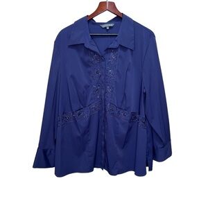 Addition Elle Purple Beaded Button Down Shirt Size 24